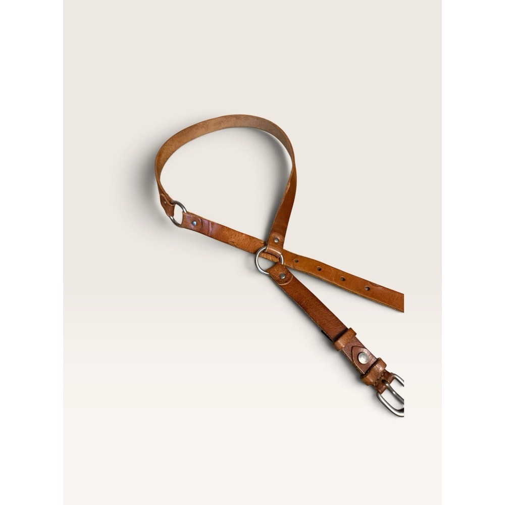 Vintage Sam Brown Leather Belt 85 EU 34 US Brown O Ring Harness Western Boho